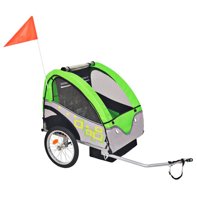 Läs mer om vidaXL Cykelvagn för barn grå och grön 30 kg