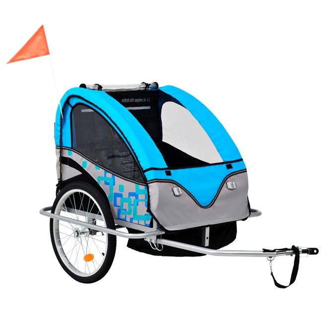 Läs mer om vidaXL 2-i-1 Barncykelvagn & gåvagn blå och grå