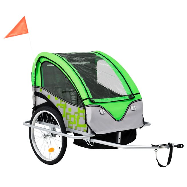 Läs mer om vidaXL 2-i-1 Barncykelvagn & gåvagn grön och grå