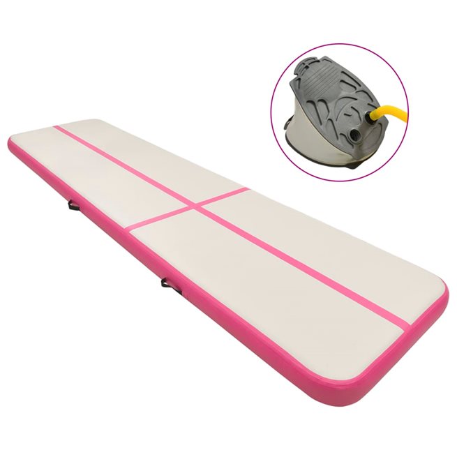 Läs mer om vidaXL Uppblåsbar gymnastikmatta med pump 600x100x15 cm PVC rosa