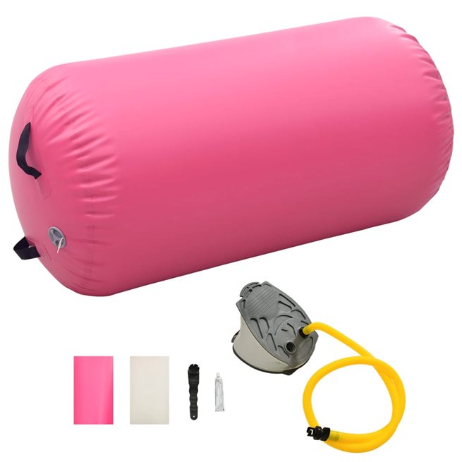 Läs mer om vidaXL Uppblåsbar gymnastikrulle med pump 120x90 cm PVC rosa