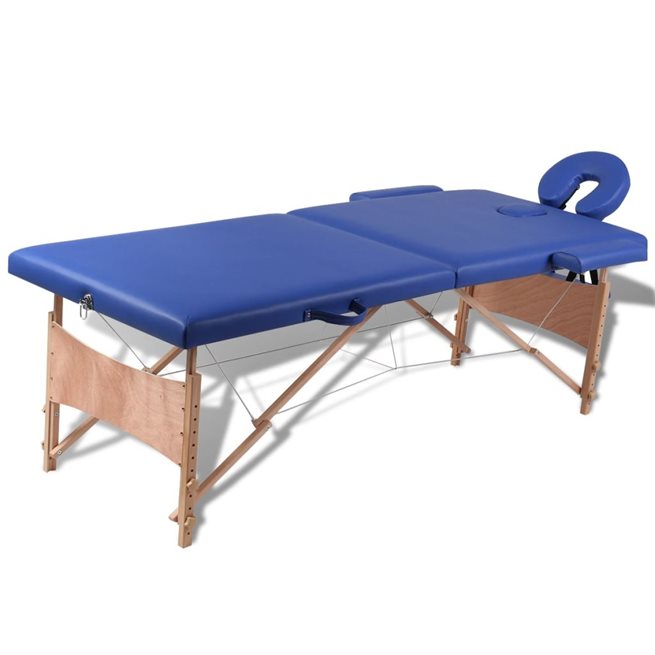 Läs mer om vidaXL Blått vikbart massagebord med 2 zoner och träram