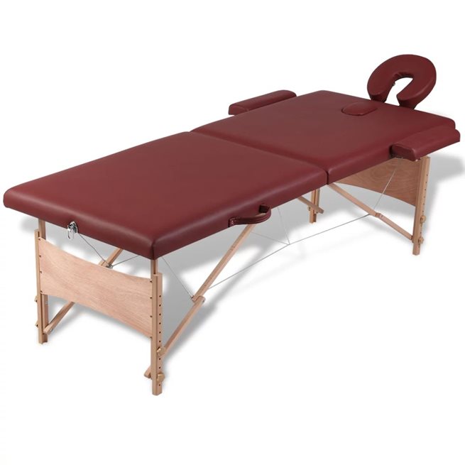Läs mer om vidaXL Rött vikbart massagebord med 2 zoner och träram
