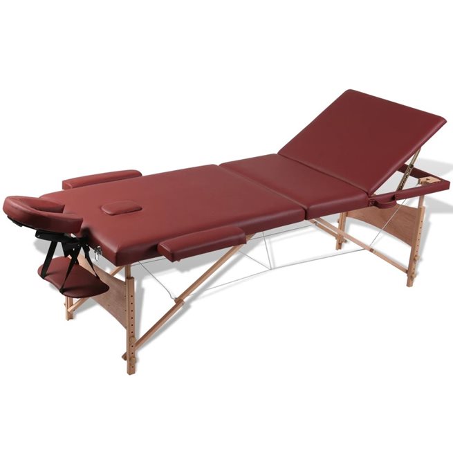 Läs mer om vidaXL Rött vikbart massagebord med 3 zoner och träram
