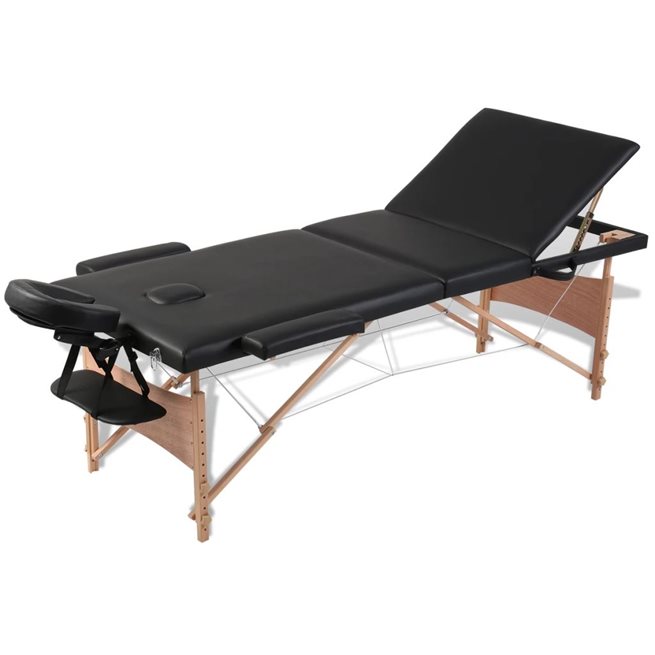 Läs mer om vidaXL Svart vikbart massagebord med 3 zoner och träram