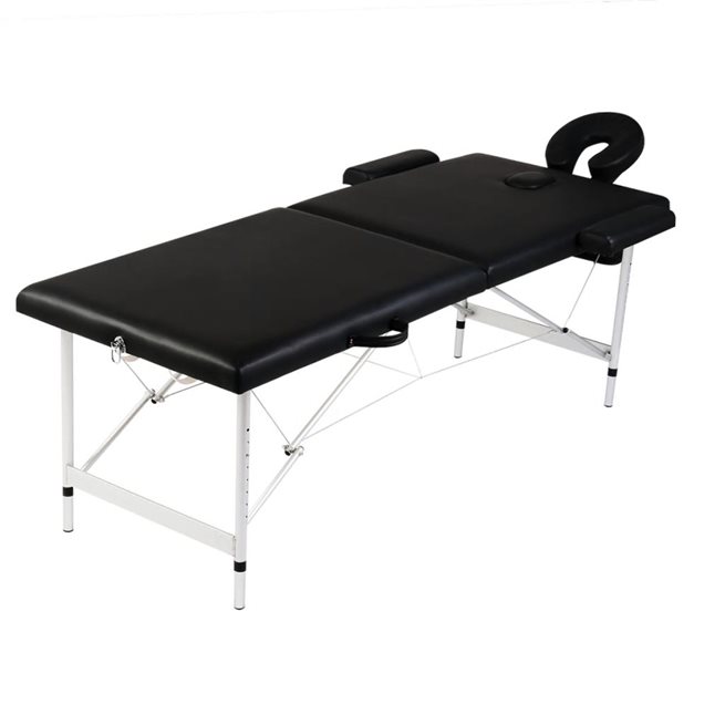 Läs mer om vidaXL Hopfällbar massagebänk med 2 sektioner aluminium svart