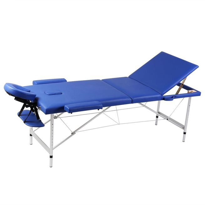 Läs mer om vidaXL Hopfällbar 3-sektions massagebänk med aluminium ram blå
