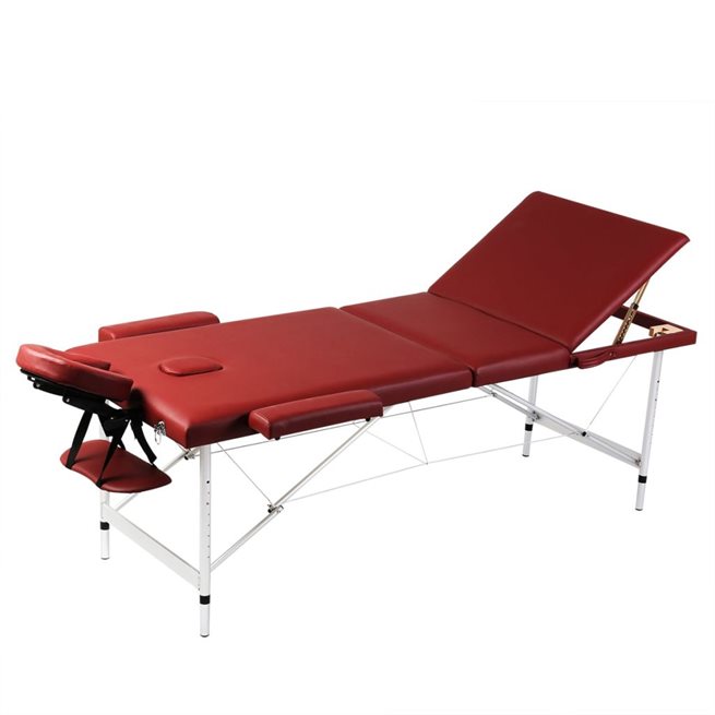 Läs mer om vidaXL Röd hopfällbar 3-sektions massagebänk med aluminium ram