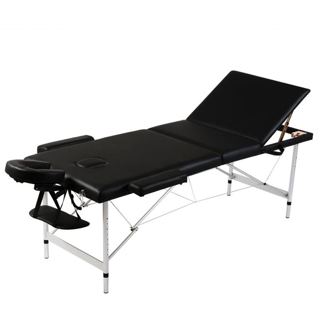 Läs mer om vidaXL Hopfällbar massagebänk med 3 sektioner aluminiumram svart