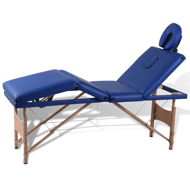 Läs mer om vidaXL Blå hopfällbar 4-sektions massagebänk med träram