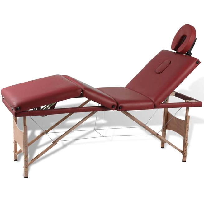 Läs mer om vidaXL Röd hopfällbar 4-sektions massagebänk med träram