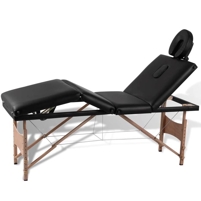 Läs mer om vidaXL Svart hopfällbar 4-sektions massagebänk med träram