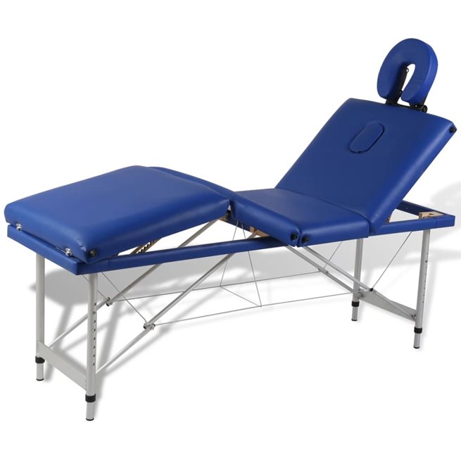Läs mer om vidaXL Hopfällbar massagebänk med 4 sektioner aluminium blå