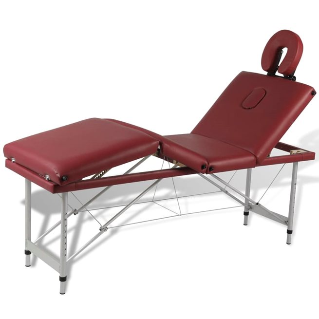 Läs mer om vidaXL Röd hopfällbar 4-sektions massagebänk med aluminium ram