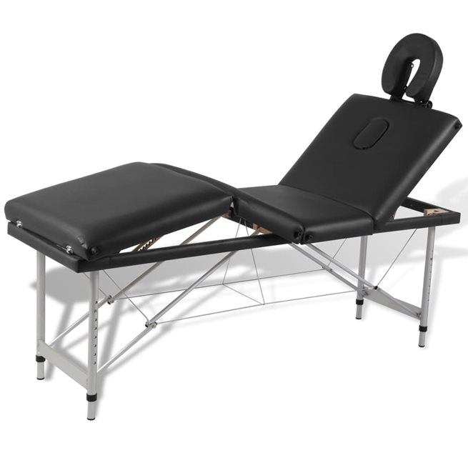 Läs mer om vidaXL Hopfällbar massagebänk med 4 sektioner aluminiumram svart