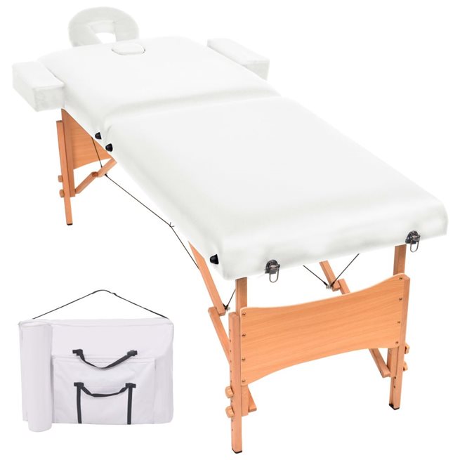 Läs mer om vidaXL Hopfällbar massagebänk 2 sektioner 10 cm tjock vit