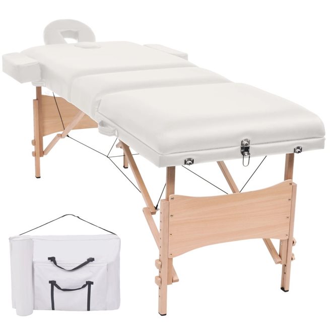 Läs mer om vidaXL Hopfällbar massagebänk 3 sektioner 10 cm tjock vit