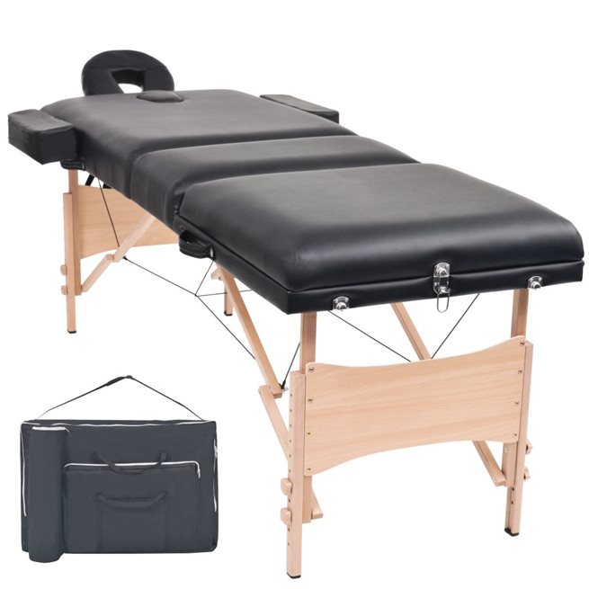 Läs mer om vidaXL Hopfällbar massagebänk 3 sektioner 10 cm tjock svart