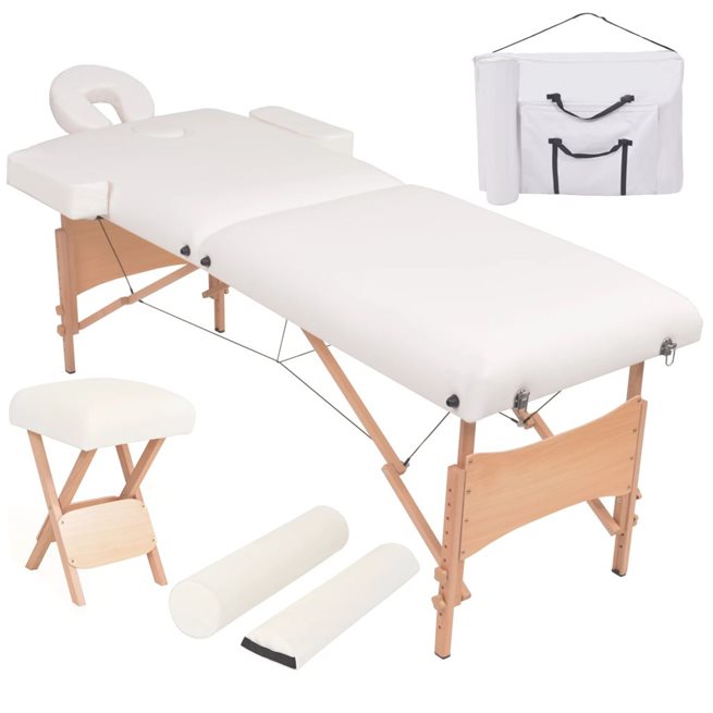 Läs mer om vidaXL Hopfällbar massagebänk 2 sektioner och pall set 10 cm tjock