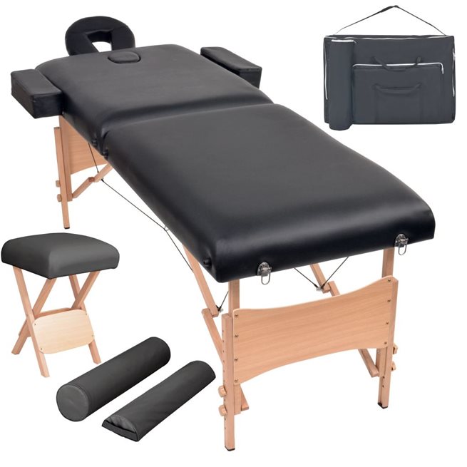 Läs mer om vidaXL Hopfällbar massagebänk 2 sektioner och pall set 10 cm tjock