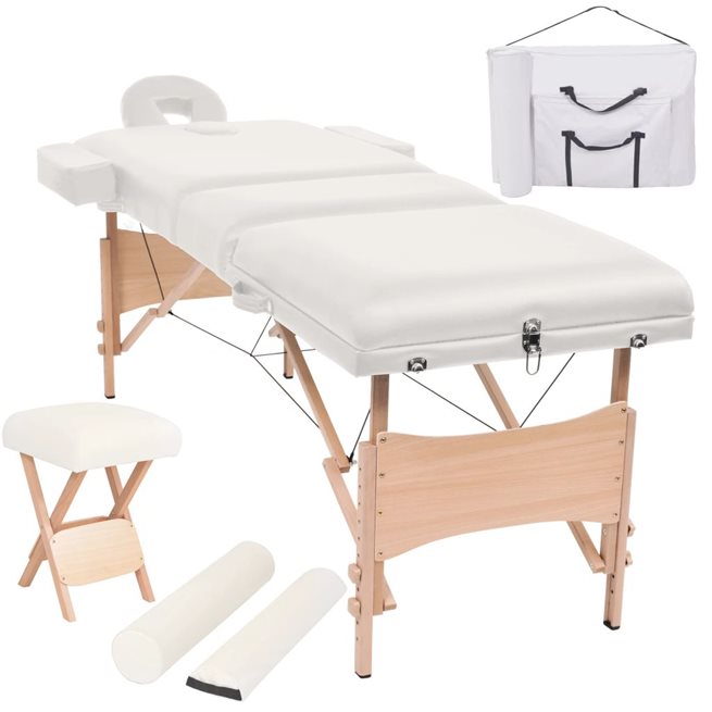 Läs mer om vidaXL Hopfällbar massagebänk 3 sektioner och pall set 10 cm tjock