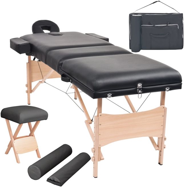 Läs mer om vidaXL Hopfällbar massagebänk 3 sektioner och pall set 10 cm