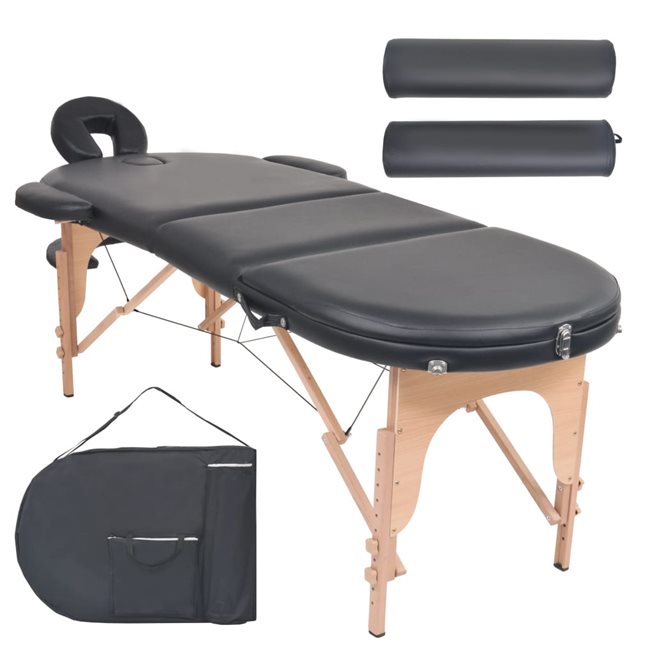 Läs mer om vidaXL Hopfällbar massagebänk 4 cm tjock med 2 bolster oval svart