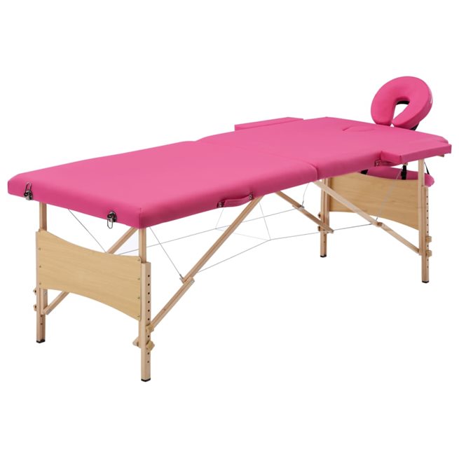 Läs mer om vidaXL Hopfällbar massagebänk 2 sektioner trä rosa