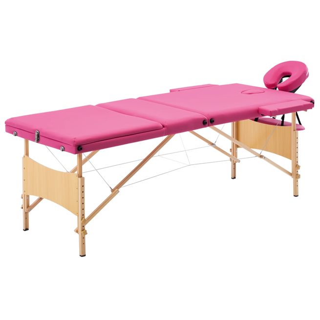 Läs mer om vidaXL Hopfällbar massagebänk 3 sektioner trä rosa