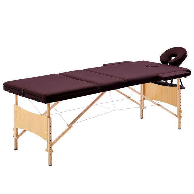 Läs mer om vidaXL Hopfällbar massagebänk 3 sektioner trä mörklila