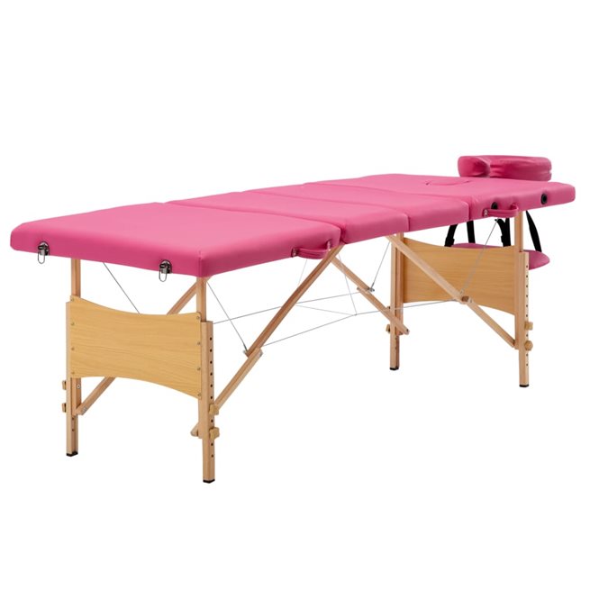 Läs mer om vidaXL Hopfällbar massagebänk 4 sektioner trä rosa