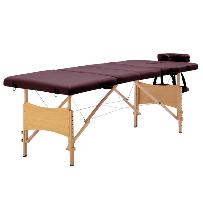 Läs mer om vidaXL Hopfällbar massagebänk 4 sektioner trä mörklila
