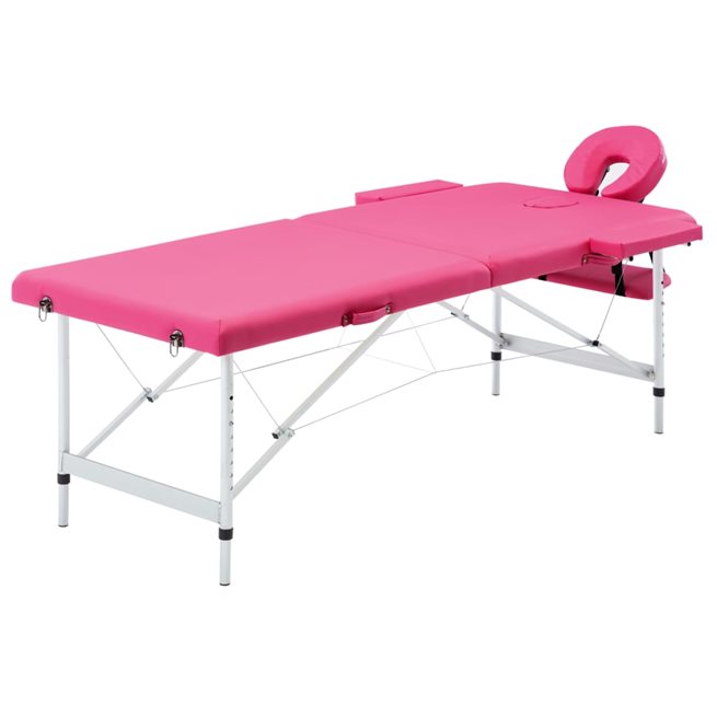 Läs mer om vidaXL Hopfällbar massagebänk 2 sektioner aluminium rosa