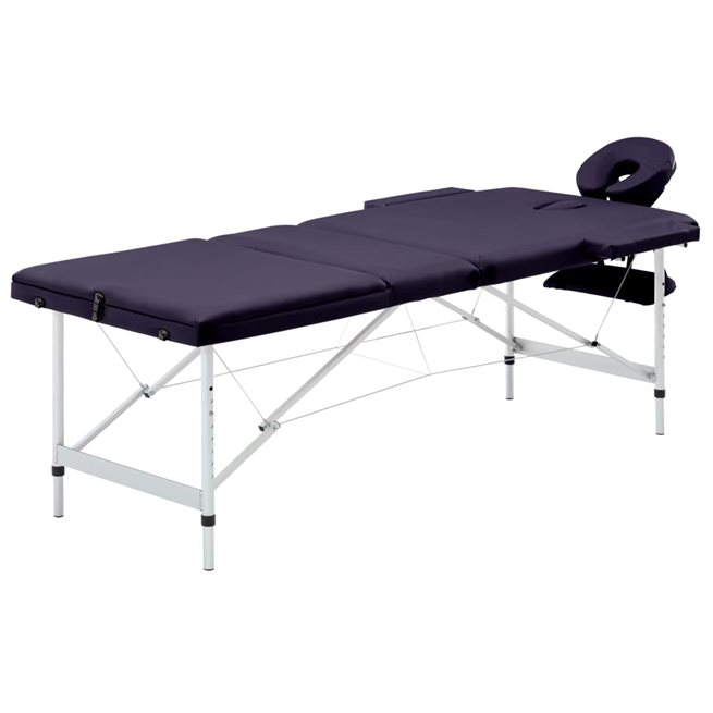 Läs mer om vidaXL Hopfällbar massagebänk 3 sektioner aluminium lila