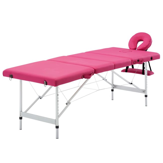 Läs mer om vidaXL Hopfällbar massagebänk 4 sektioner aluminium rosa