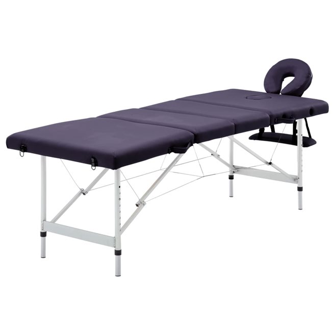 Läs mer om vidaXL Hopfällbar massagebänk 4 sektioner aluminium lila