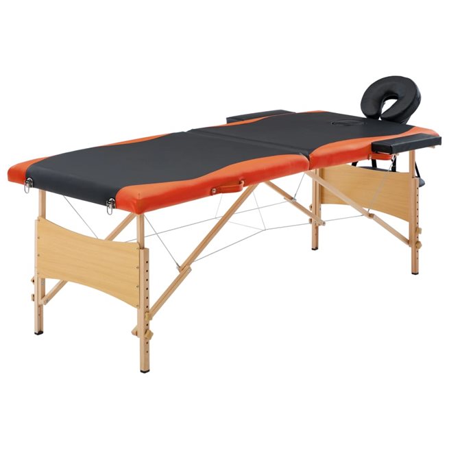 Läs mer om vidaXL Hopfällbar massagebänk 2 sektioner trä svart och orange