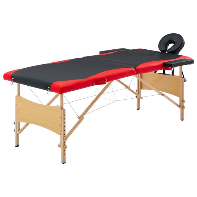 Läs mer om vidaXL Hopfällbar massagebänk 2 sektioner trä svart och röd