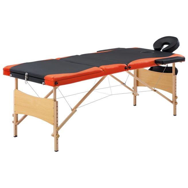 Läs mer om vidaXL Hopfällbar massagebänk 3 sektioner trä svart och orange