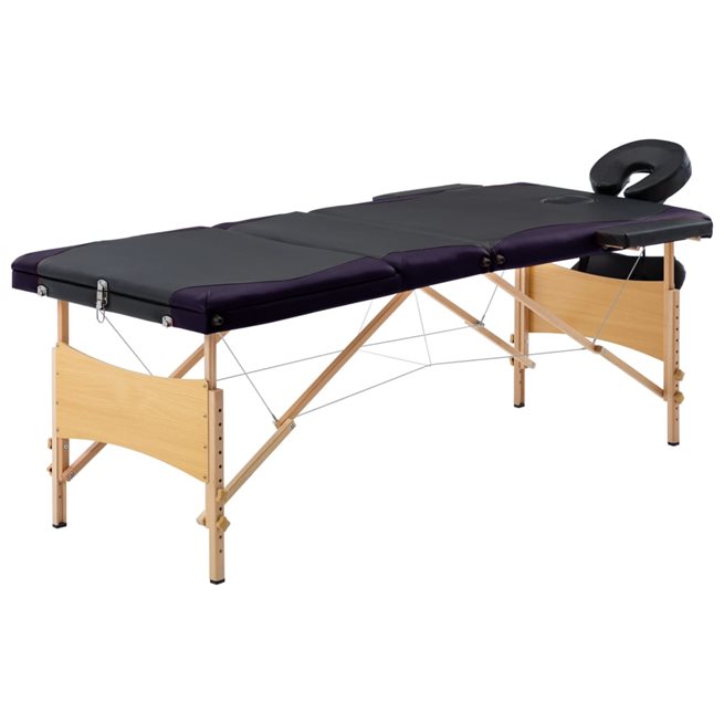 Läs mer om vidaXL Hopfällbar massagebänk 3 sektioner trä svart och lila