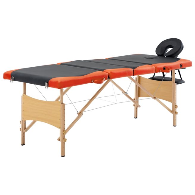 Läs mer om vidaXL Hopfällbar massagebänk 4 sektioner trä svart och orange