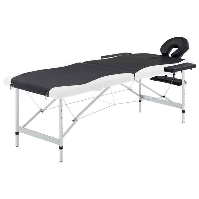 Läs mer om vidaXL Hopfällbar massagebänk 2 sektioner aluminium svart och vit