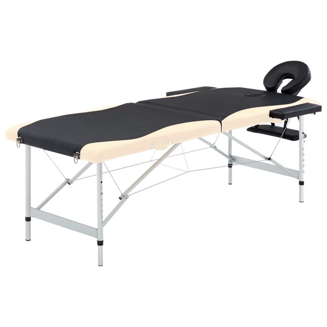 Läs mer om vidaXL Hopfällbar massagebänk 2 sektioner aluminium svart och beige