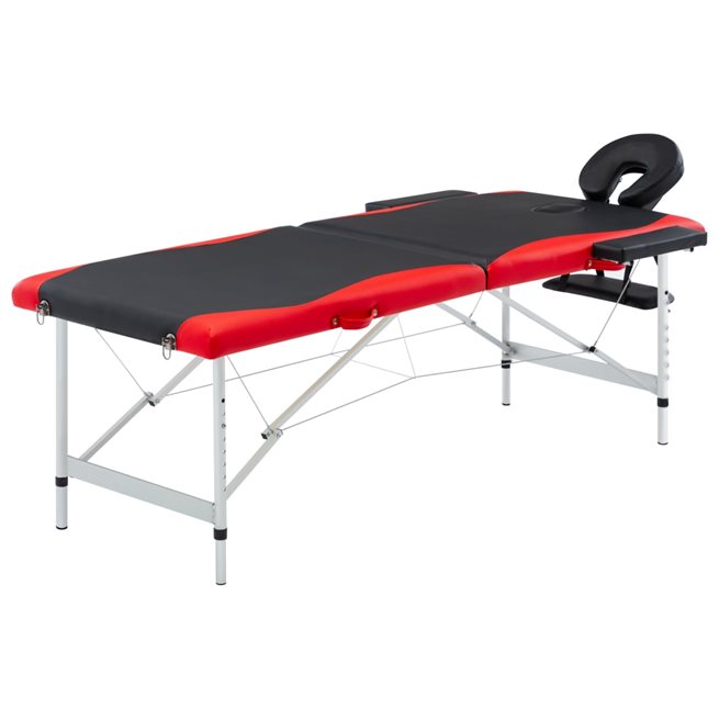 Läs mer om vidaXL Hopfällbar massagebänk 2 sektioner aluminium svart och röd