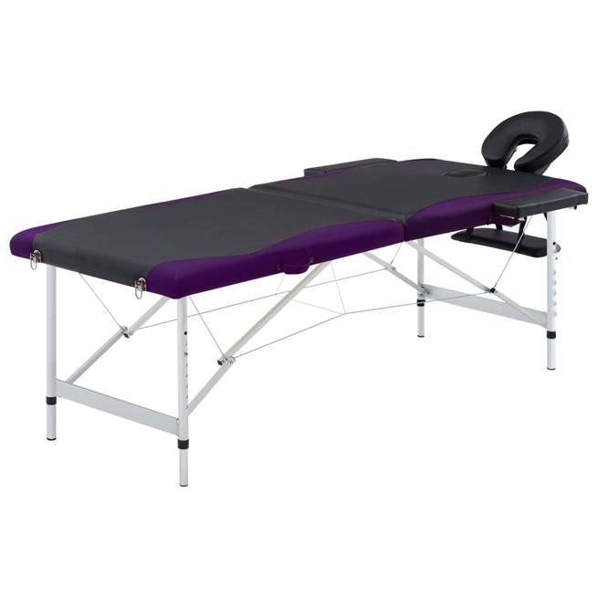 Läs mer om vidaXL Hopfällbar massagebänk 2 sektioner aluminium svart och lila