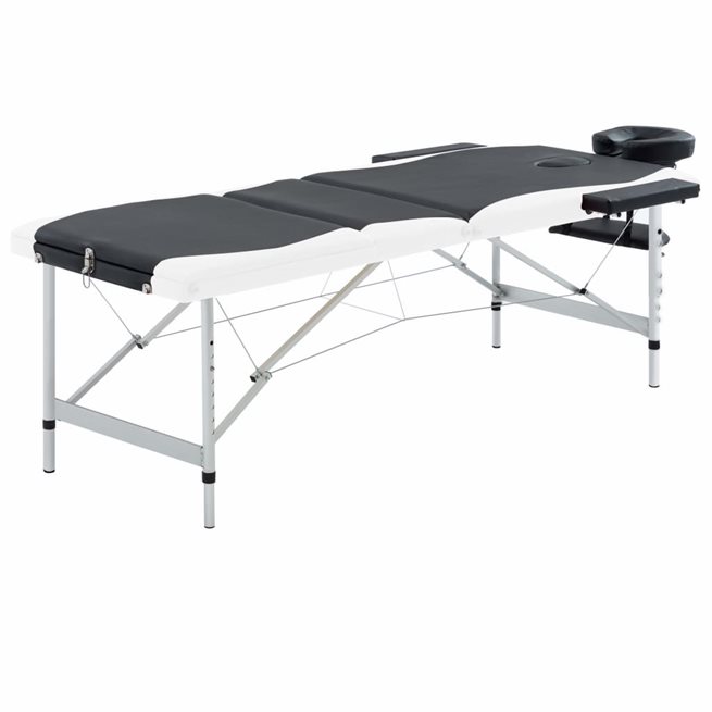 Läs mer om vidaXL Hopfällbar massagebänk 3 sektioner aluminium svart och vit