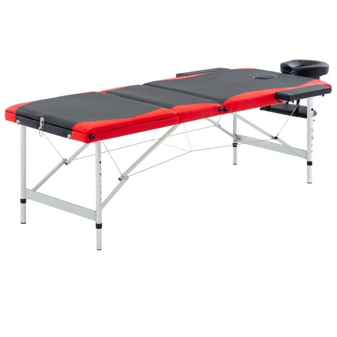 Läs mer om vidaXL Hopfällbar massagebänk 3 sektioner aluminium svart och röd