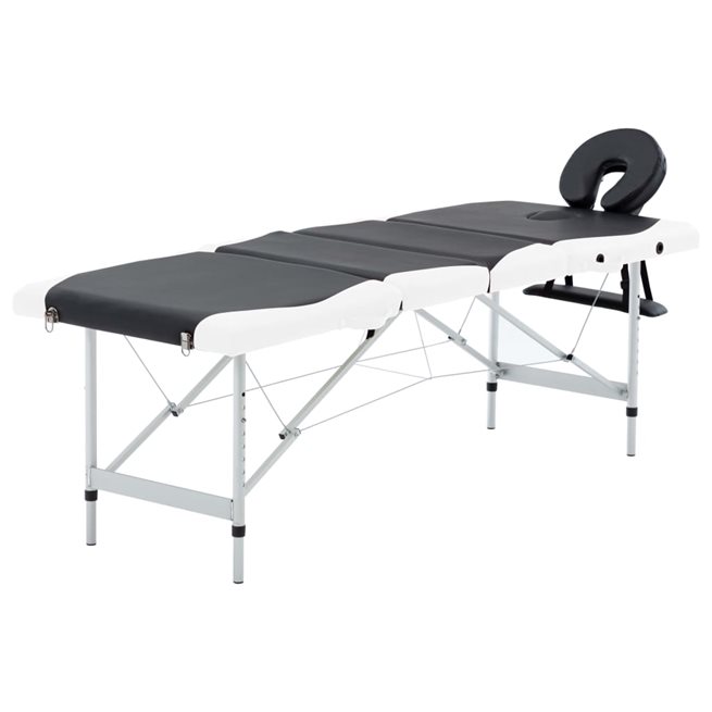 Läs mer om vidaXL Hopfällbar massagebänk 4 sektioner aluminium svart och vit