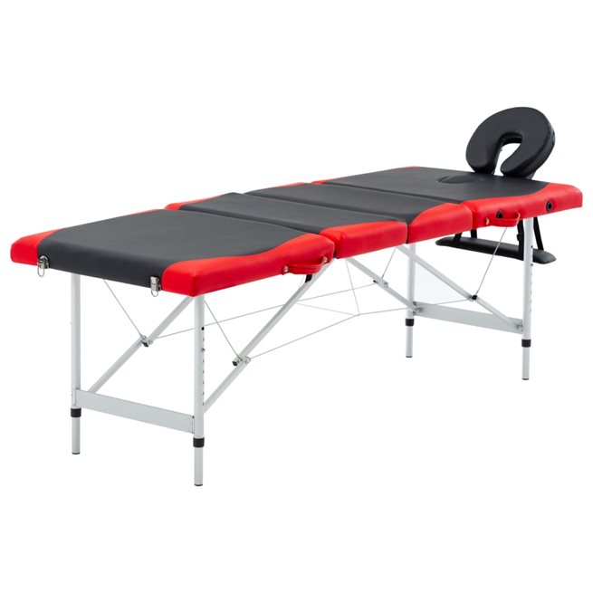 Läs mer om vidaXL Hopfällbar massagebänk 4 sektioner aluminium svart och röd