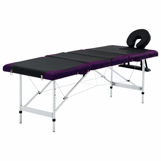 Läs mer om vidaXL Hopfällbar massagebänk 4 sektioner aluminium svart och lila